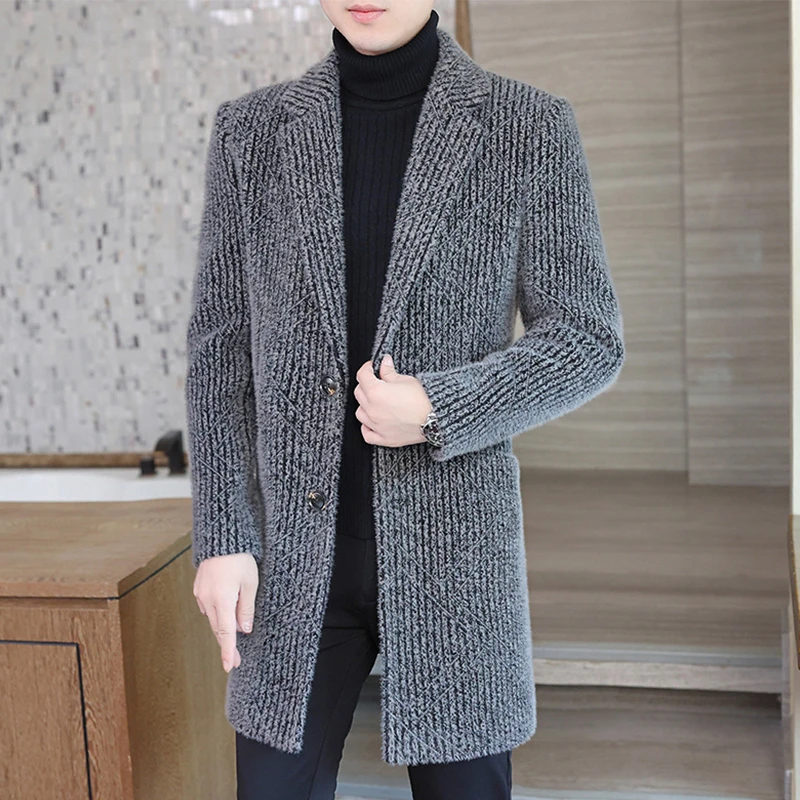 Mandsibil曼德西比利2025秋冬休闲时尚中长款毛呢大衣男修身加厚