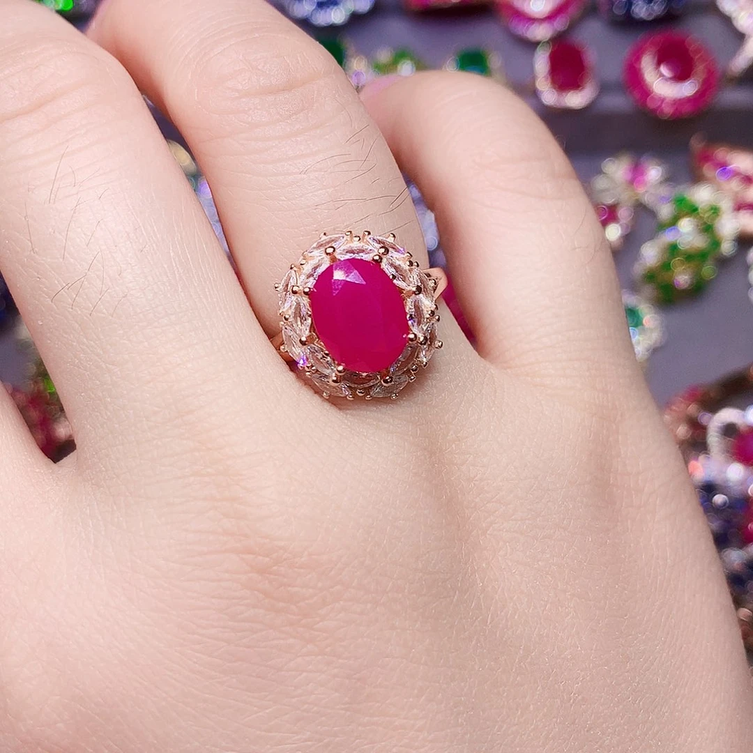 银S925镶嵌戒指红宝石