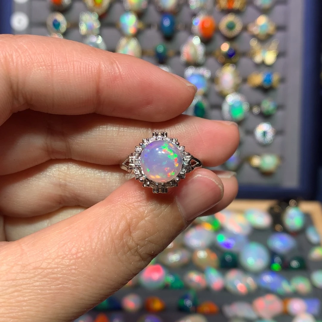 欧泊戒指款式银S925镶嵌