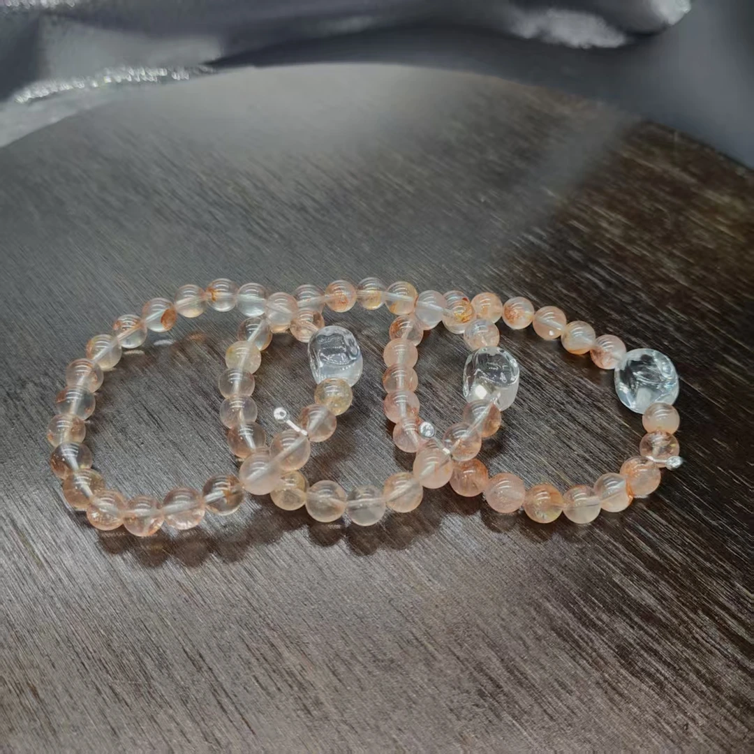 硕夏天然胶花8-9mm+白水晶方糖设计款手链多样性发其一SX0991