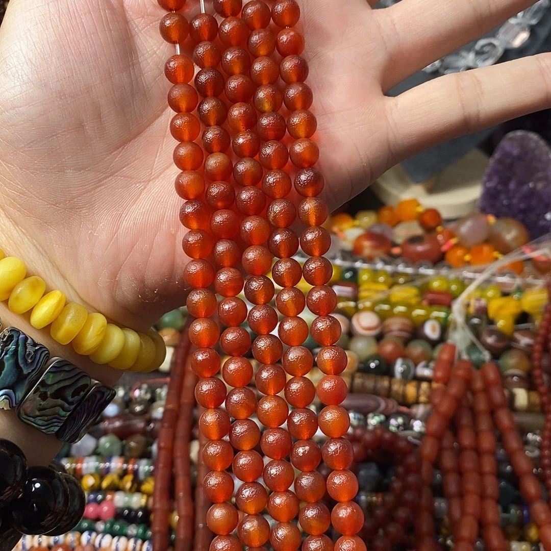 石英质玉未镶嵌，橘皮老玛瑙8mm，