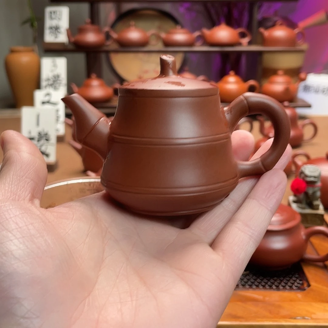 紫砂茶壶朱泥竹节