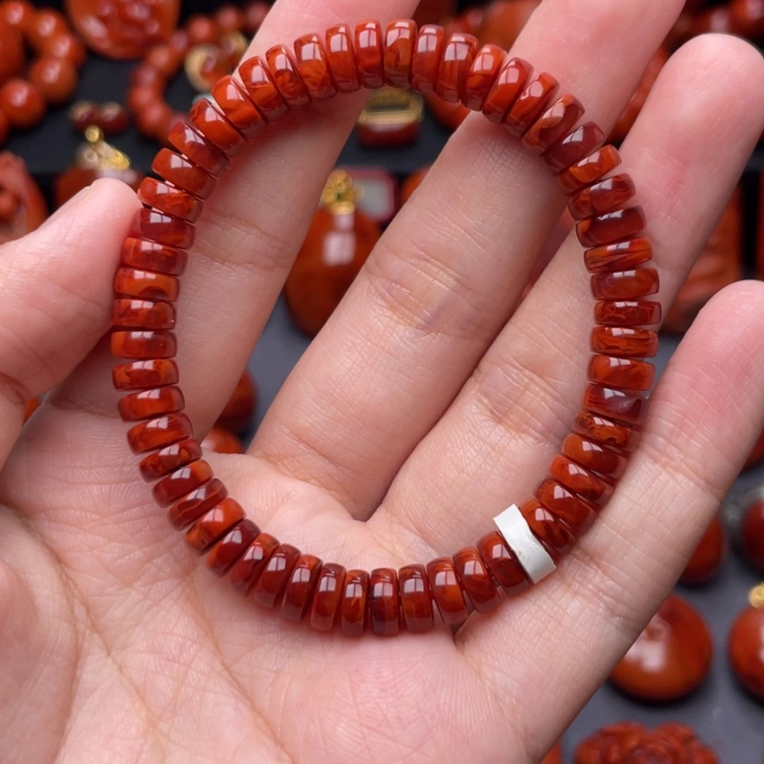 南红玛瑙未镶嵌珠宝奇石单圈7.5mm