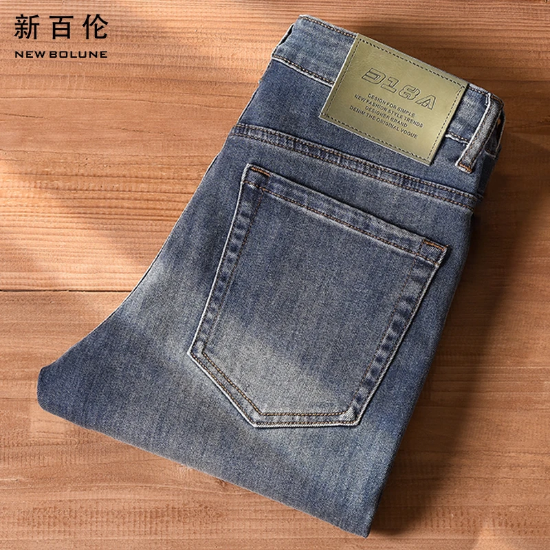 新百伦怀旧蓝牛仔裤男士2025新款秋冬百搭修身休闲直筒微弹长裤潮