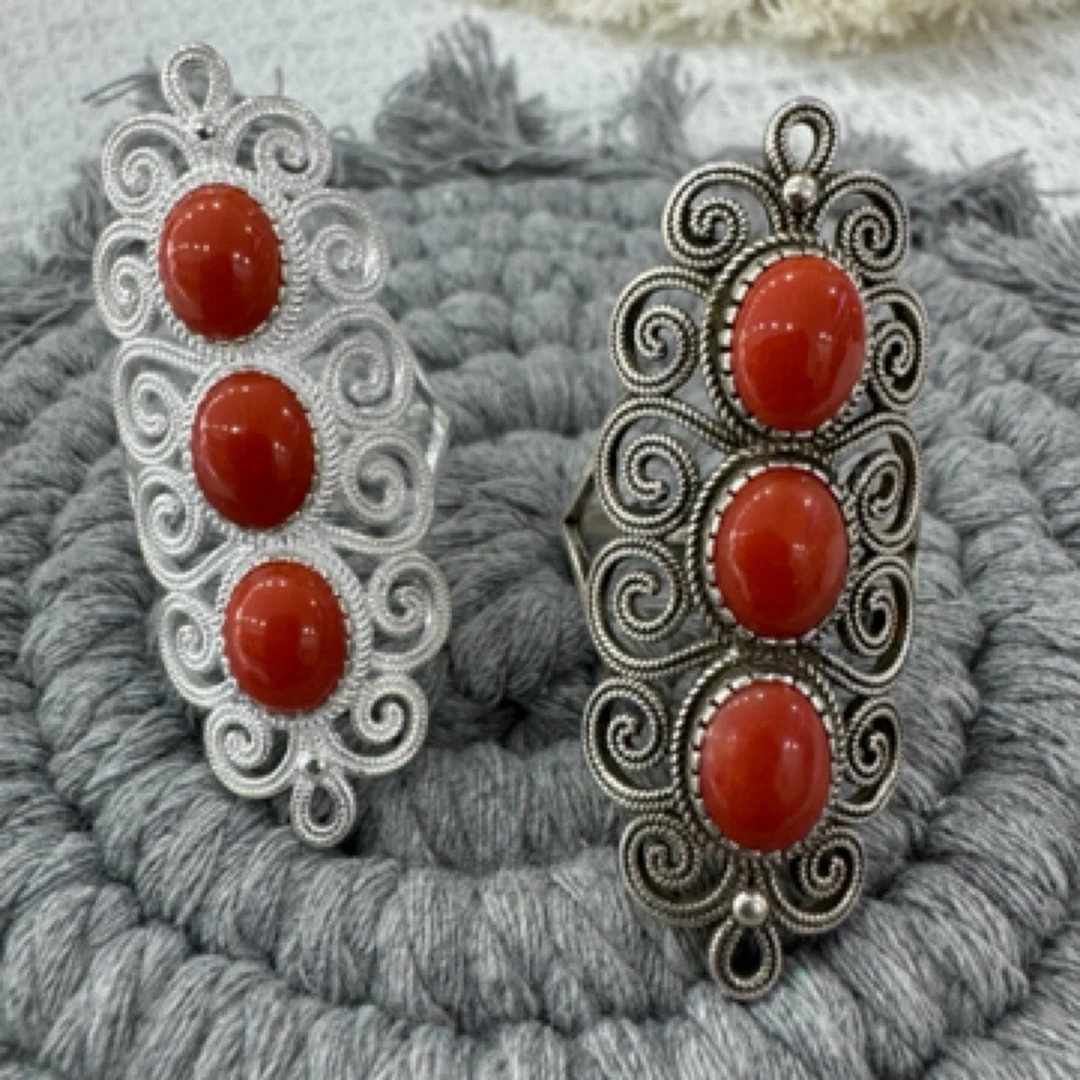 足银戒指 足银戒指 蒙古元素真旭日戒指