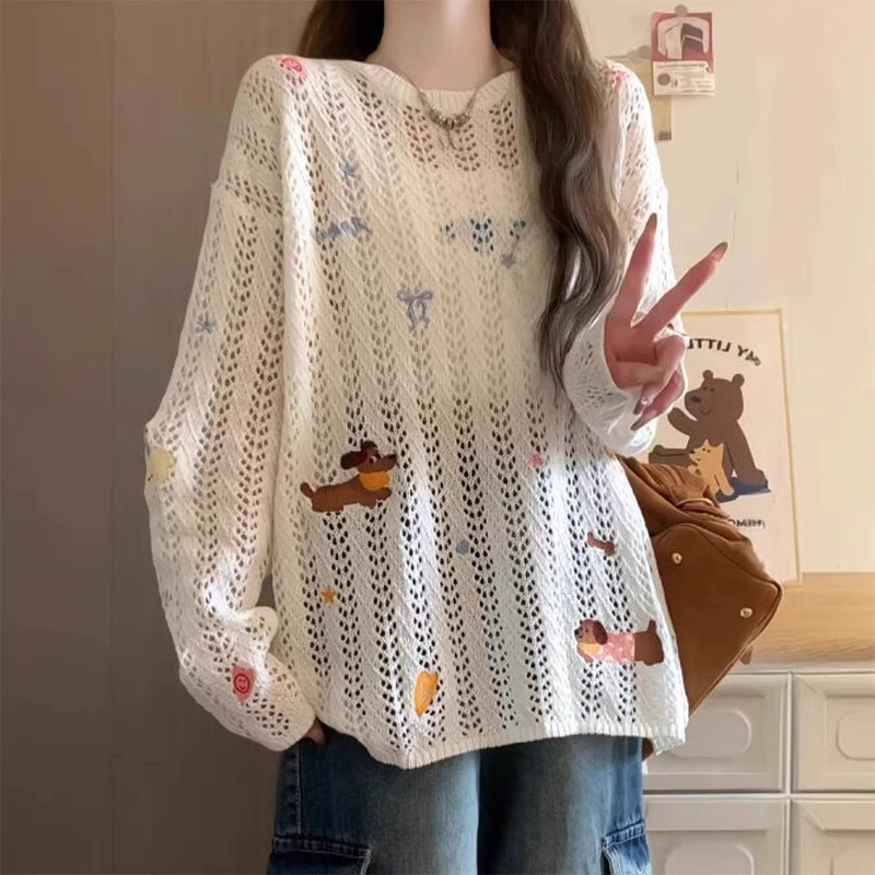 300斤大码女装甜美温柔风镂空长袖胖mm夏季防晒宽松百搭两件套女