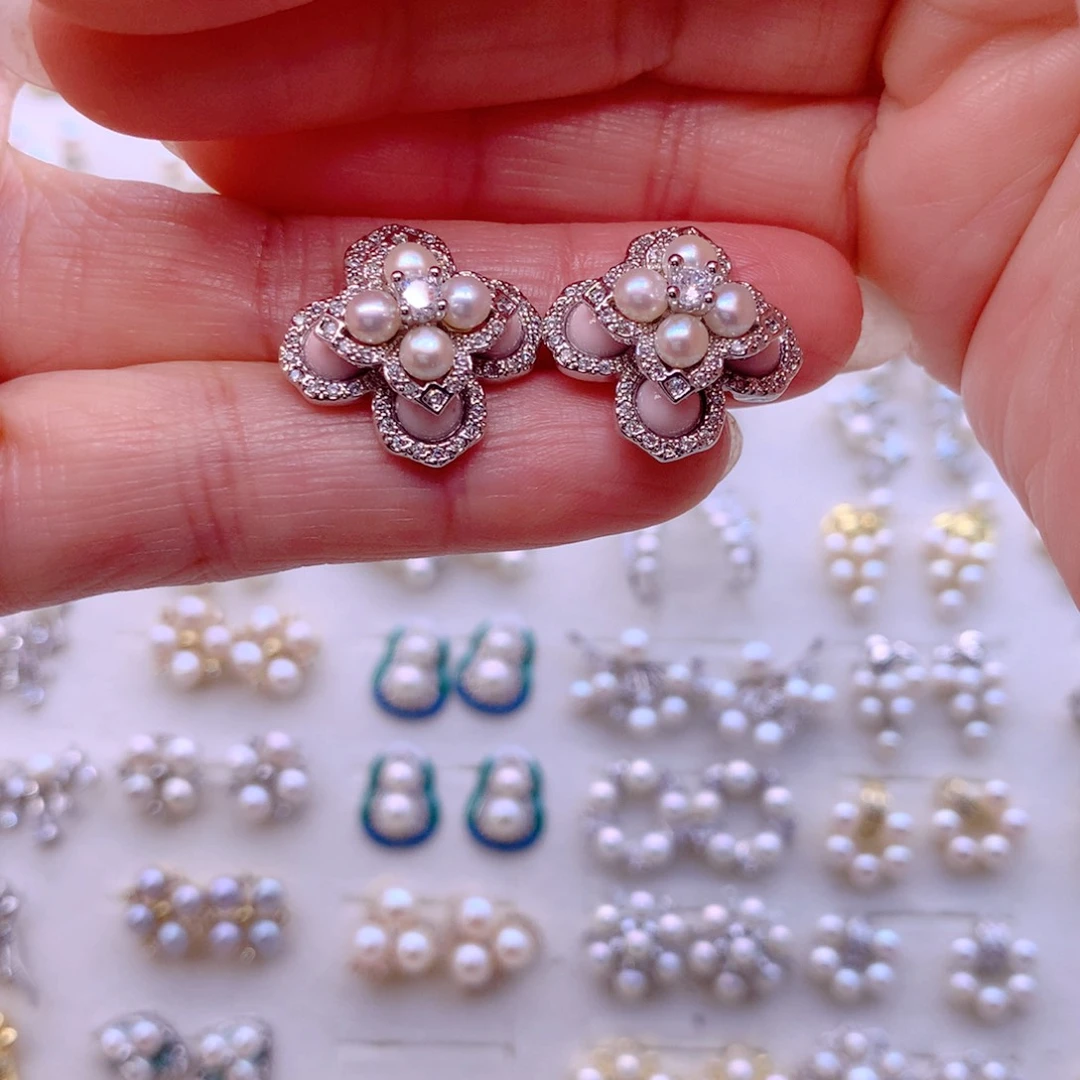 淡水珍珠耳饰合金