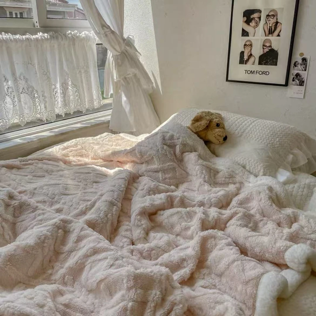 双人 轻奢高级感提花塔芙绒 羊羔绒毛毯 冬季 双层双面绒毯子