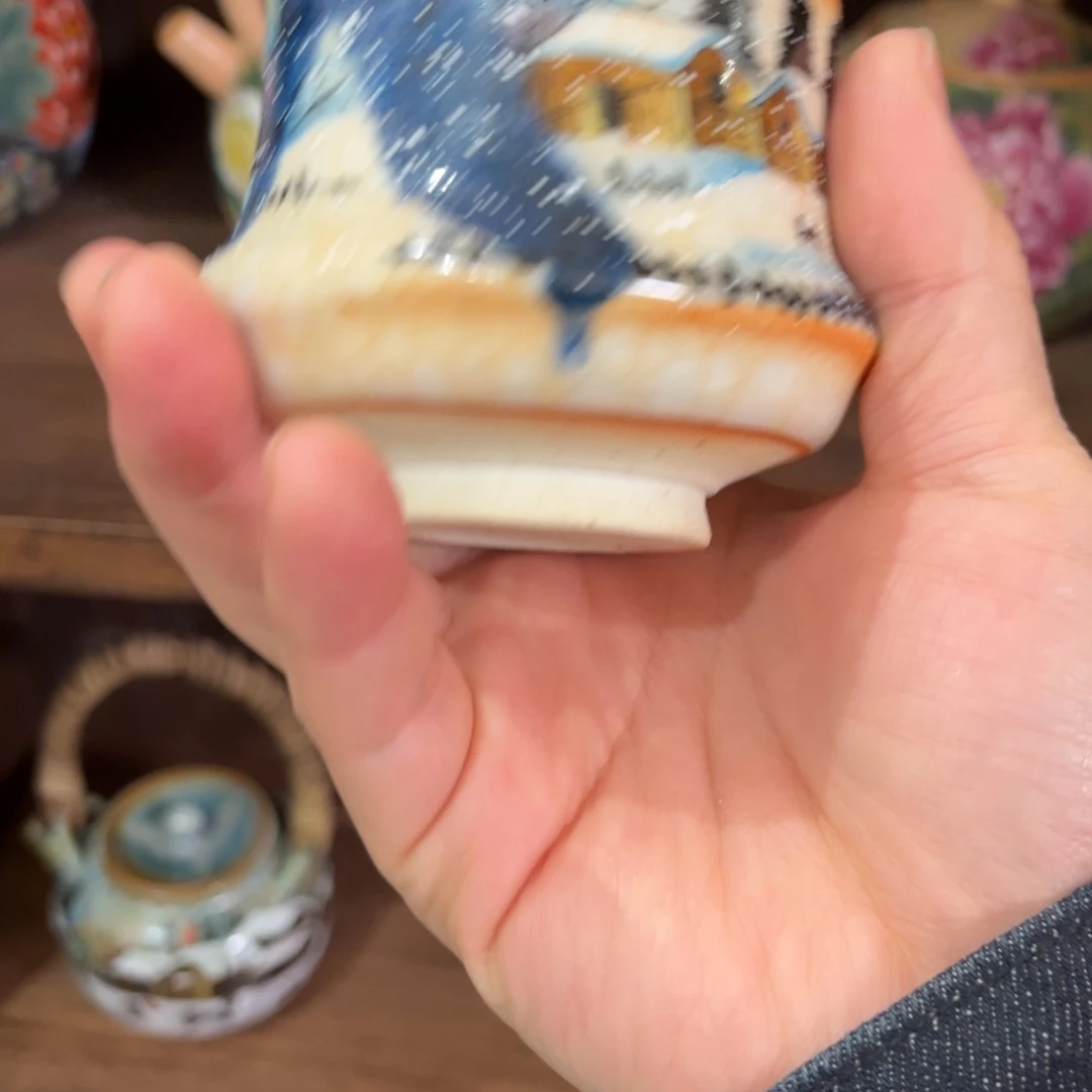 蓝***静柴烧手工手绘陶瓷