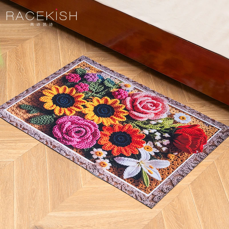 Racekish太阳花水晶绒地垫家居卫生间浴室装饰垫