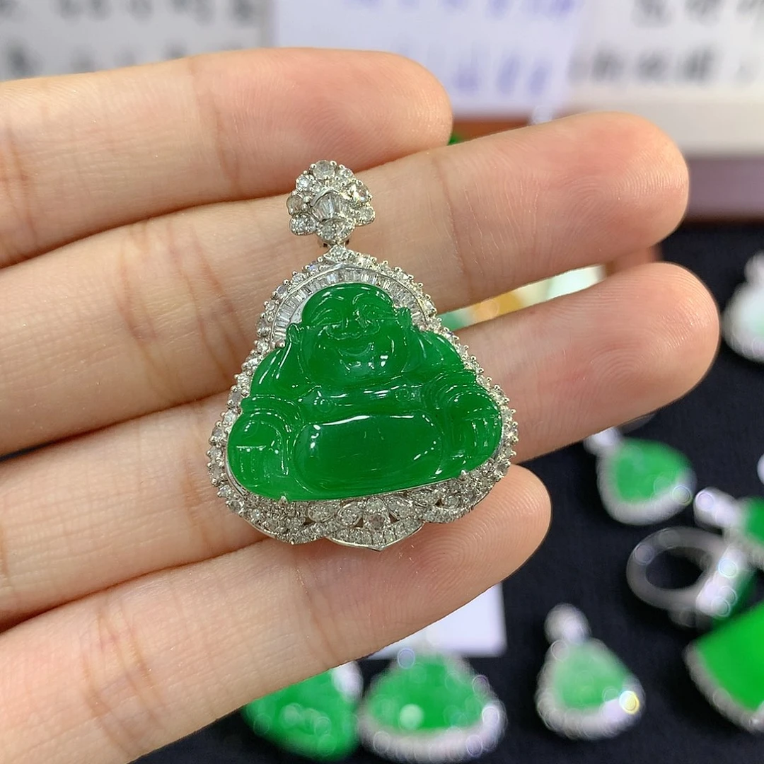 【闪购商品】吊坠(不含链)18K金镶嵌翡翠佛公