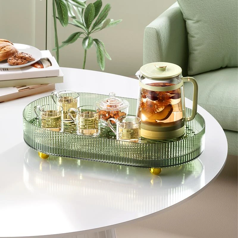 茶盘托盘轻奢家用客厅茶几茶杯水杯小型沥水托盘双层长方形水果盘