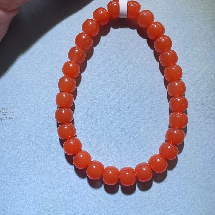 南红玛瑙原矿南红中洞子柿子红卡7手串未镶嵌