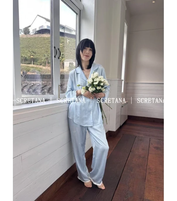 SCRETANA/安娜的秘密这里云春款长袖长裤睡衣家居服套装SE8186