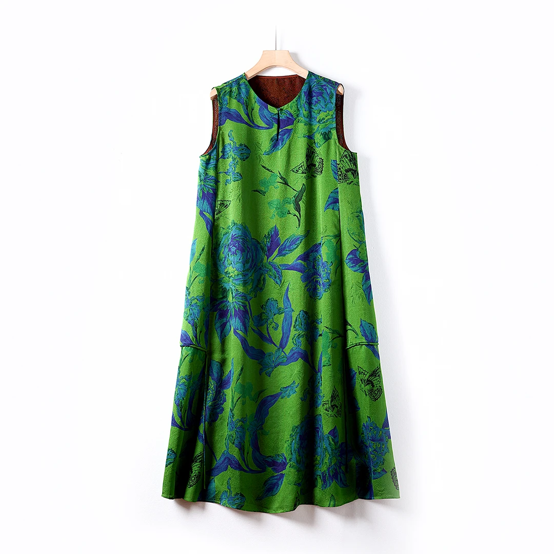 【澜亭絮絮】桑蚕丝香云纱绞罗时尚款无袖连衣裙355338