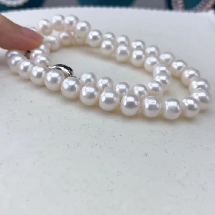 淡水珍珠颈饰银S925镶嵌10➕冷白
