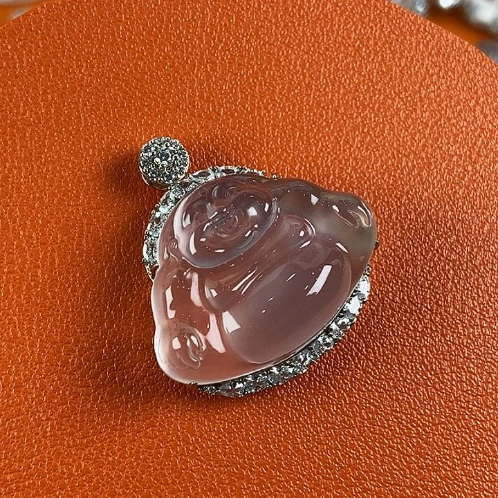 石英质玉银S925镀金镶嵌颈饰