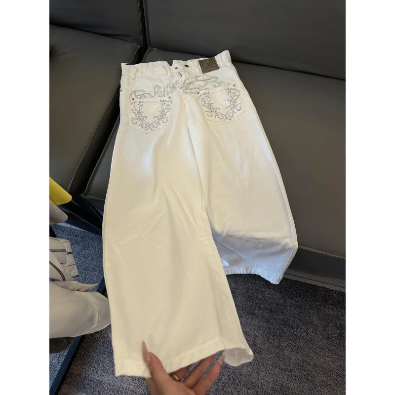 K23 港风双面穿弯刀阔腿裤ins潮高街潮流痞帅长裤