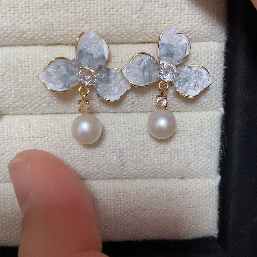 淡水珍珠耳饰合金