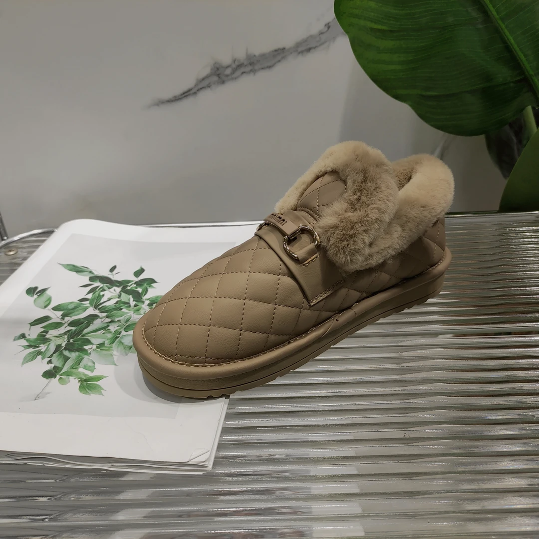 金属扣女秋冬新款加绒加厚保暖一脚蹬豆豆鞋T02