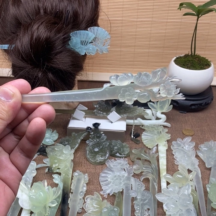 蛇纹石玉未镶嵌发簪