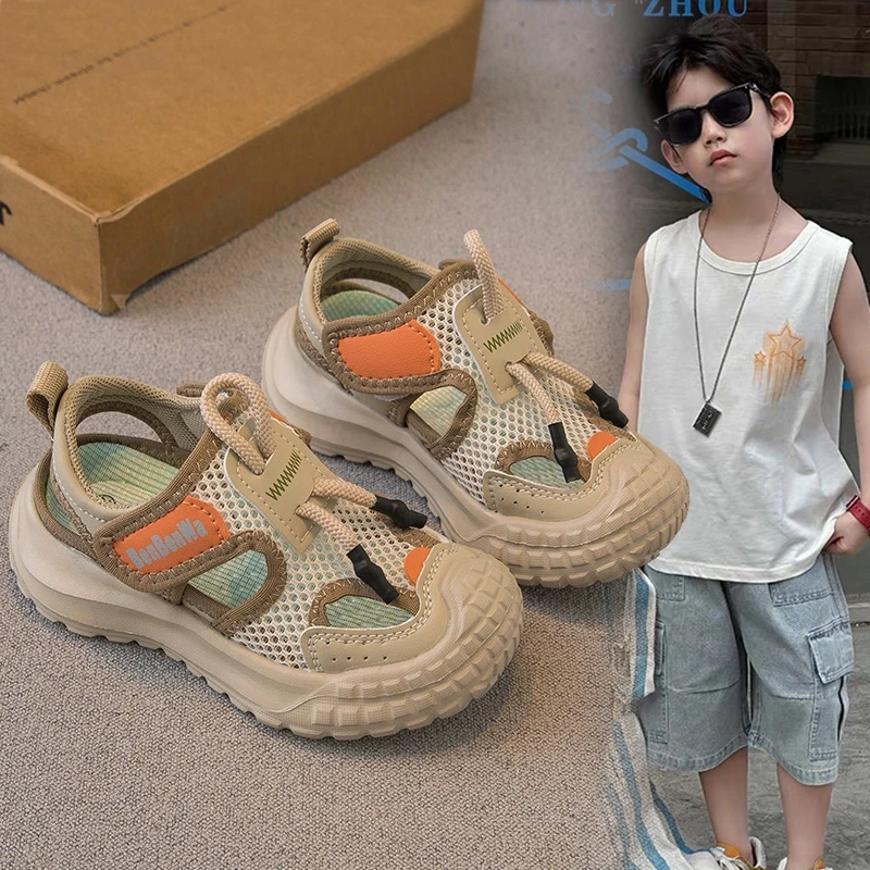 ABC儿童运动凉鞋2025夏季新款男童鞋子女童沙滩鞋软底镂空中大童