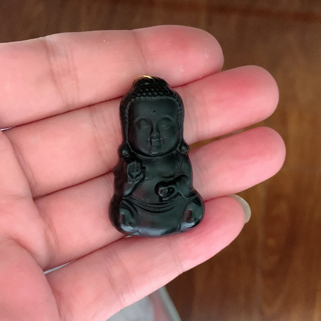 天然缅料A货 十级黑宝宝佛挂件980