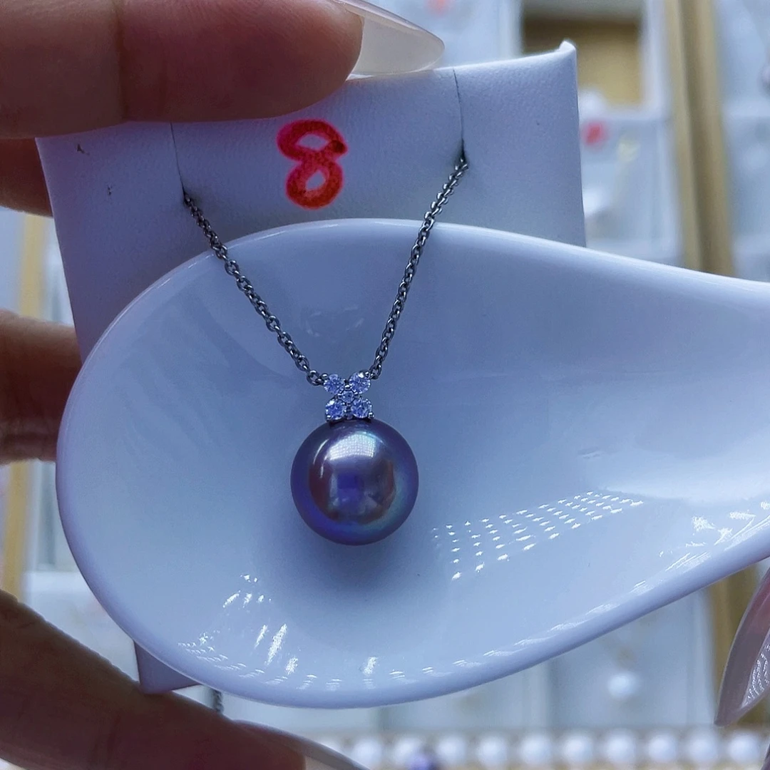 淡水珍珠18K金镶嵌吊坠(不含链)