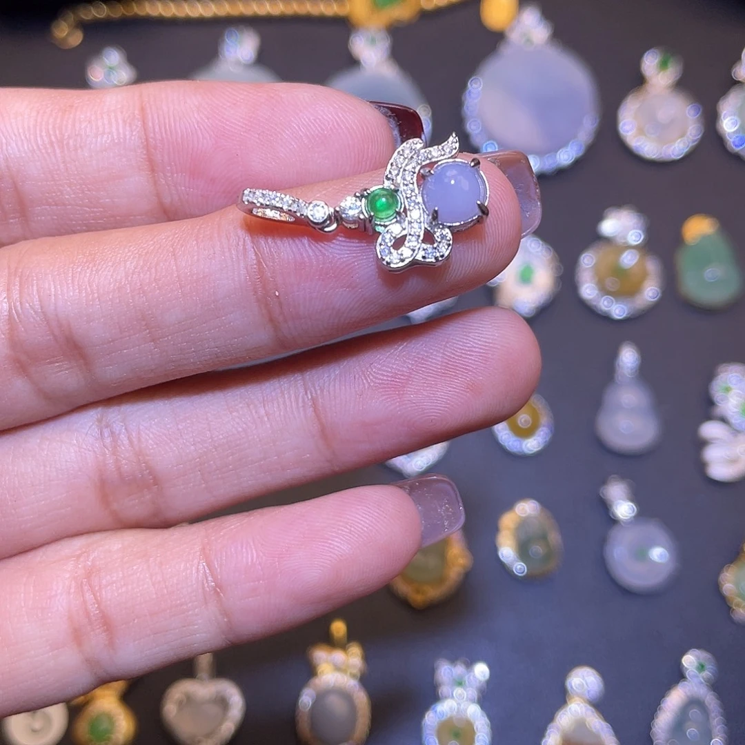 翡翠银S925镶嵌吊坠(不含链)