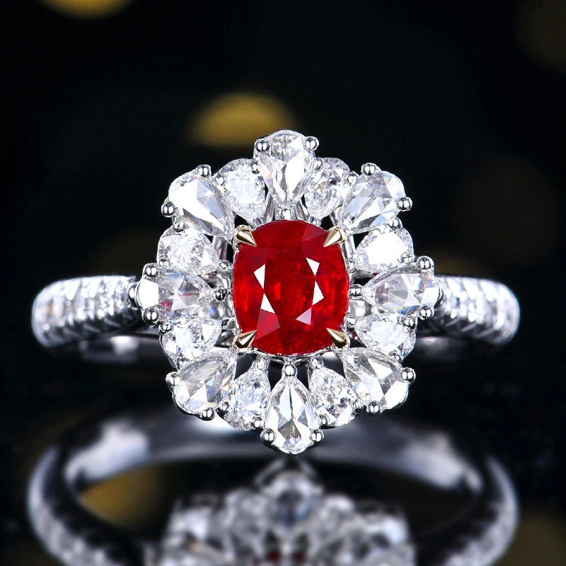 轻奢日常18K金莫桑比克天然无烧鸽血红红宝石戒指（两用款/不含链）