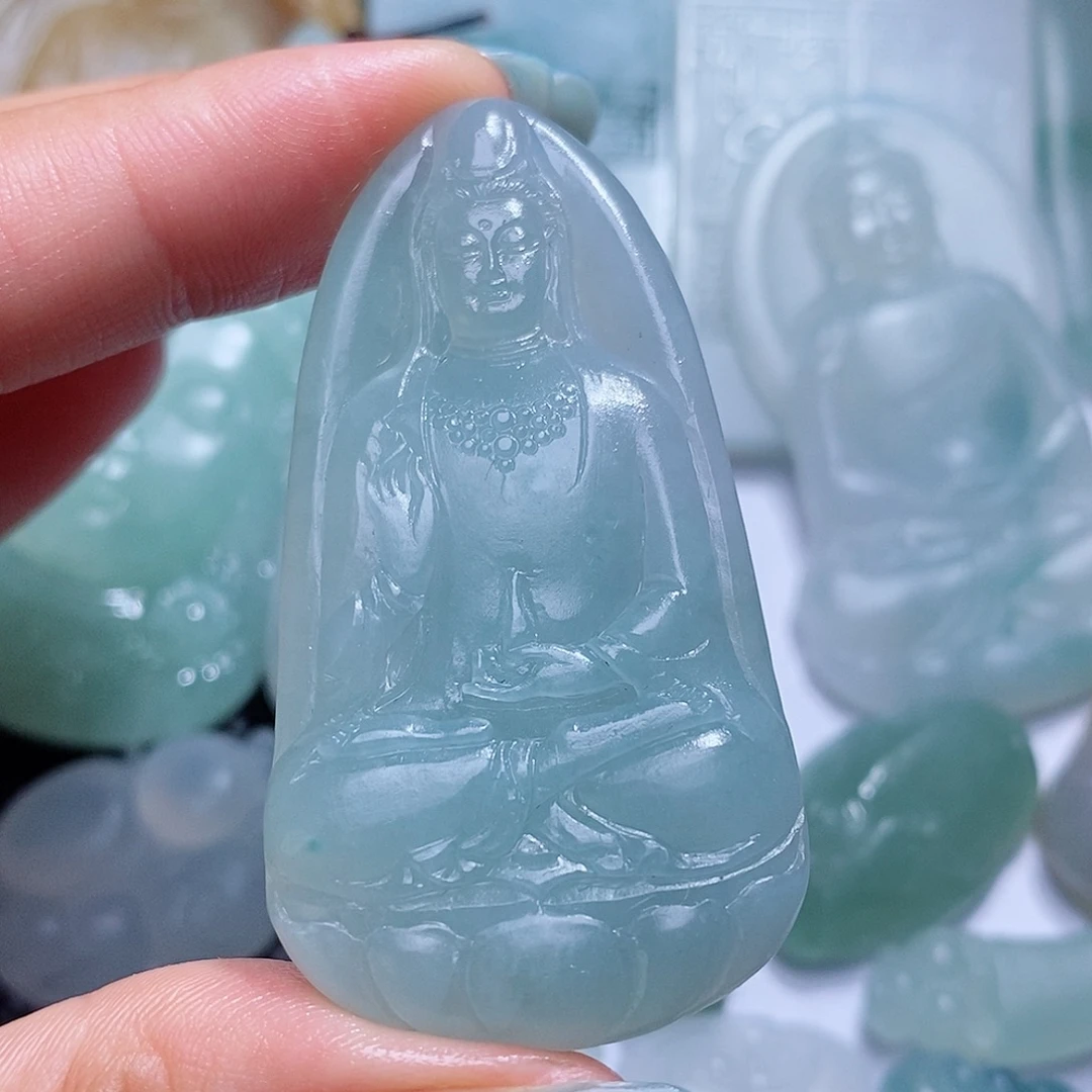 定制翡翠未镶嵌毛货付款后确认抛光