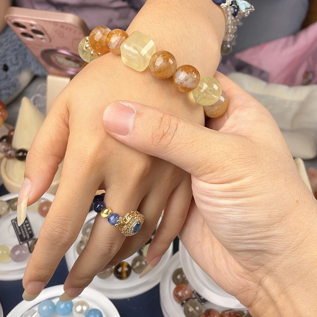 银S925镶嵌手链烟晶