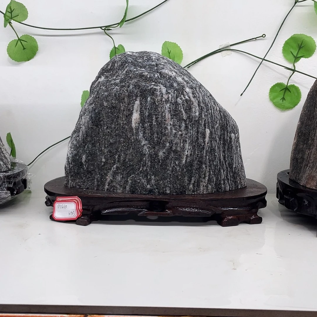 圆***️石材靠山石平安石摆件