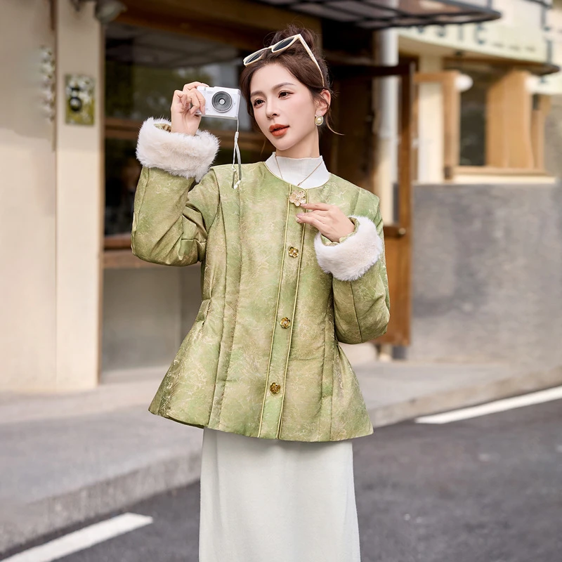 新中式国风羽绒服女2025冬季复古盘扣气质显瘦白鸭绒外套6528时尚