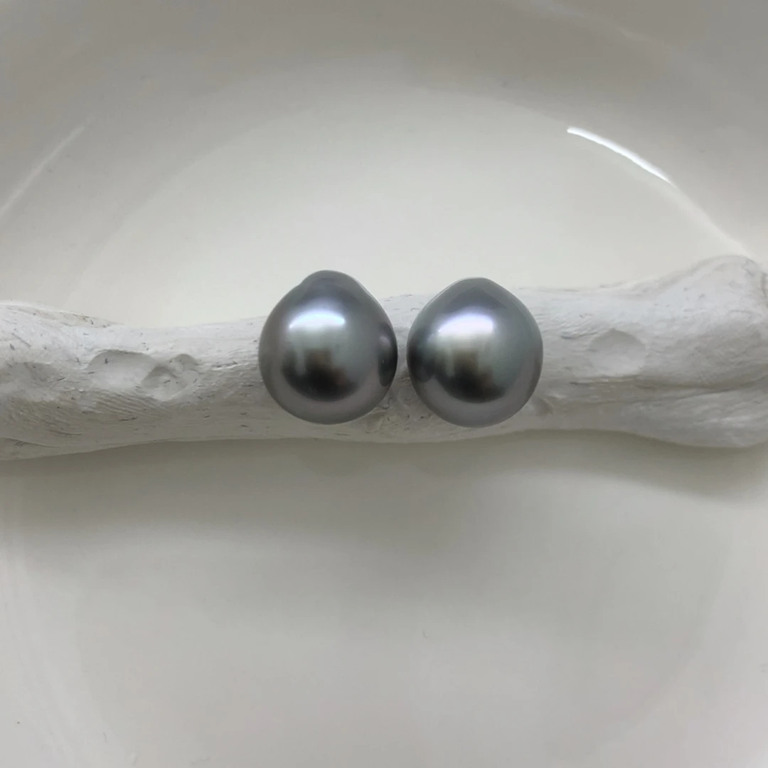 海水珍珠裸珠水滴铂金灰10.3mm