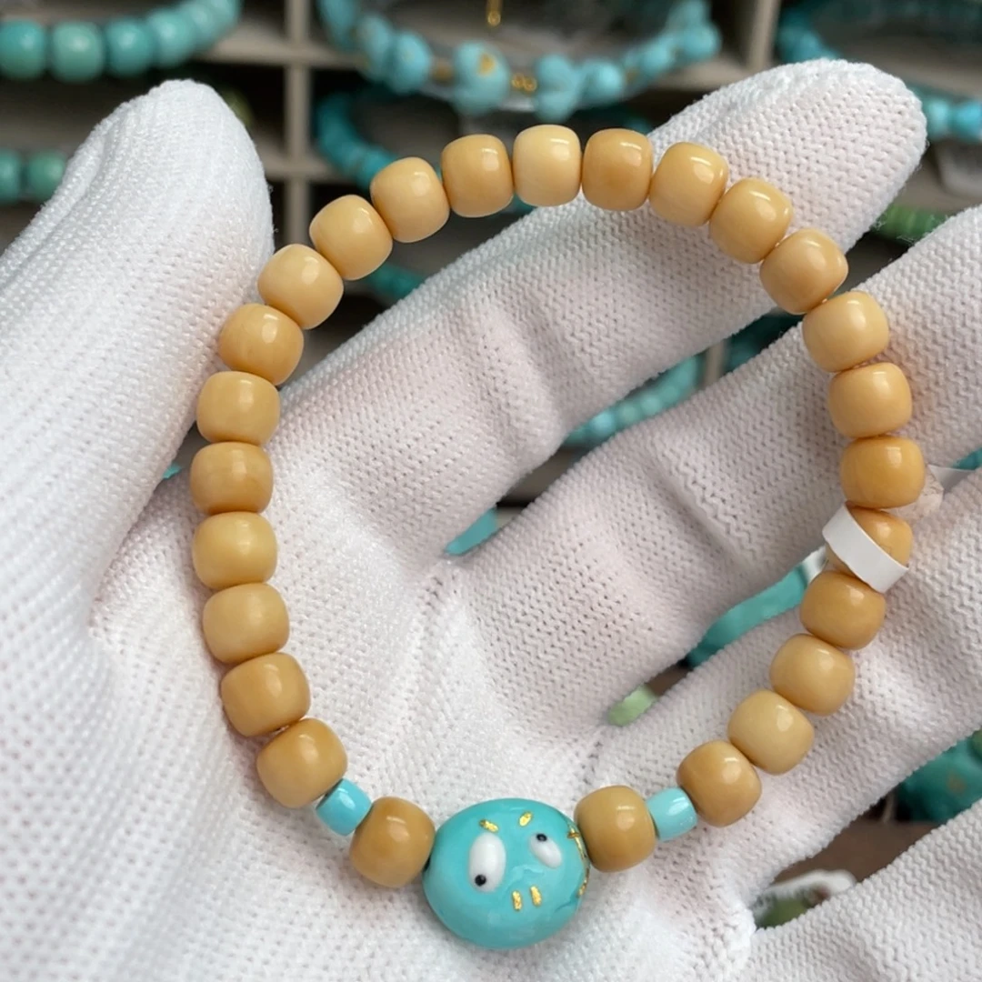 绿松石未镶嵌表情包蓝豆子单圈2