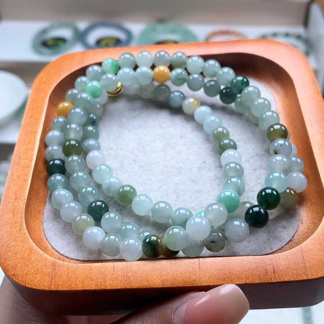 翡翠未镶嵌手串项链5.6多宝