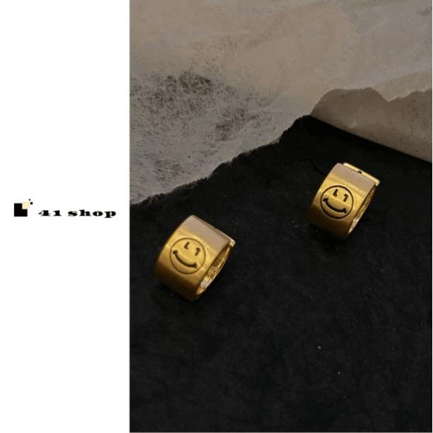 铜合金耳饰 B-1 韩系金色笑脸耳环东大门饰品简约百搭素款气质