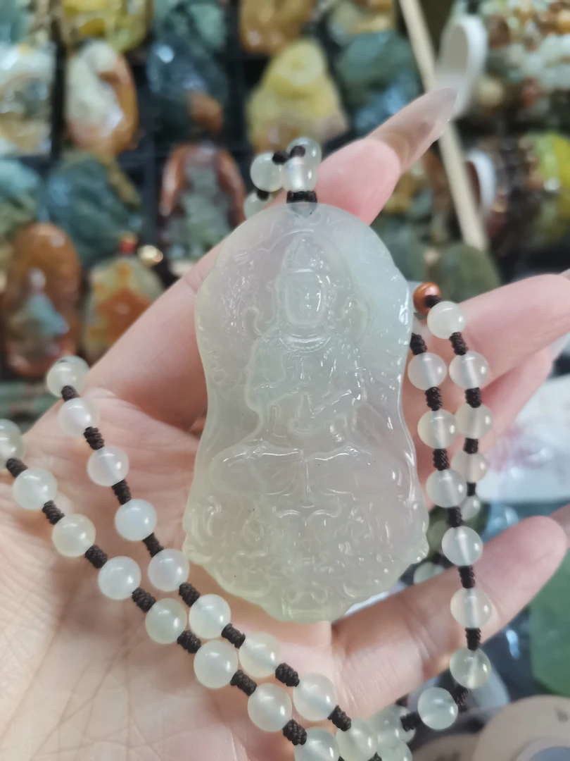 岫玉挂件牌子吊坠观音
