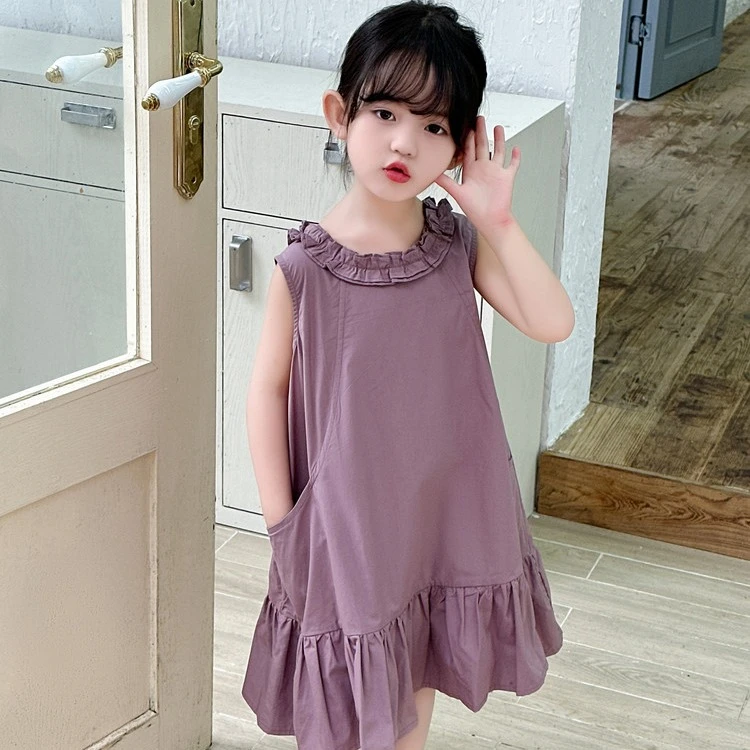 TEAEGG夏季新款女童棉布裙莫奈紫爆款洋气中大童连衣女童冬季纱裙