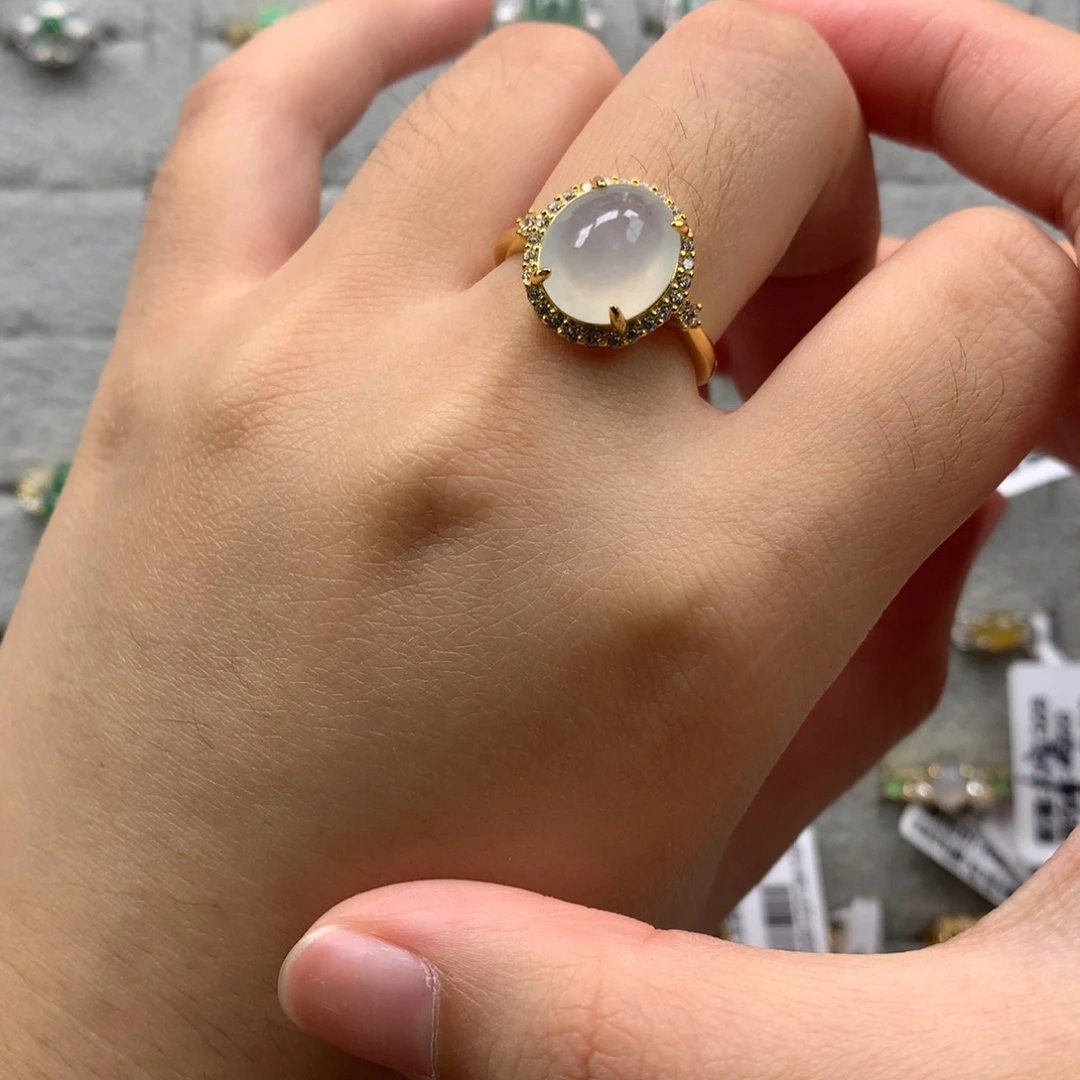 翡翠银S925镶嵌戒指戒指