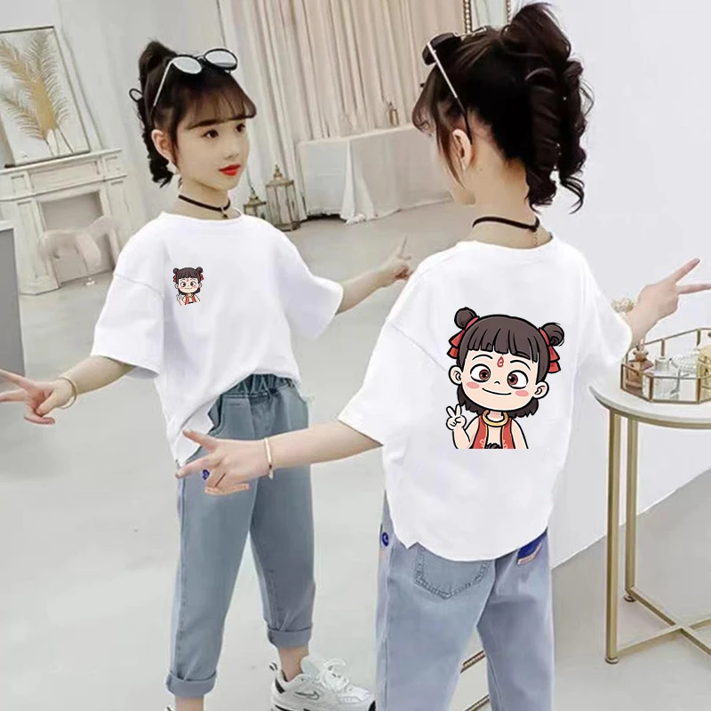 哪吒爆款夏季儿童T恤男女童纯棉短袖半袖上衣中大童宽松百搭夏装