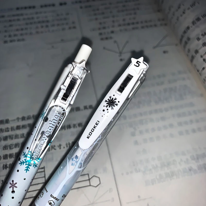 KOOKEI冬天和雪限定四季天气中性笔春雨夏雷秋日冬雪学生透明杆笔