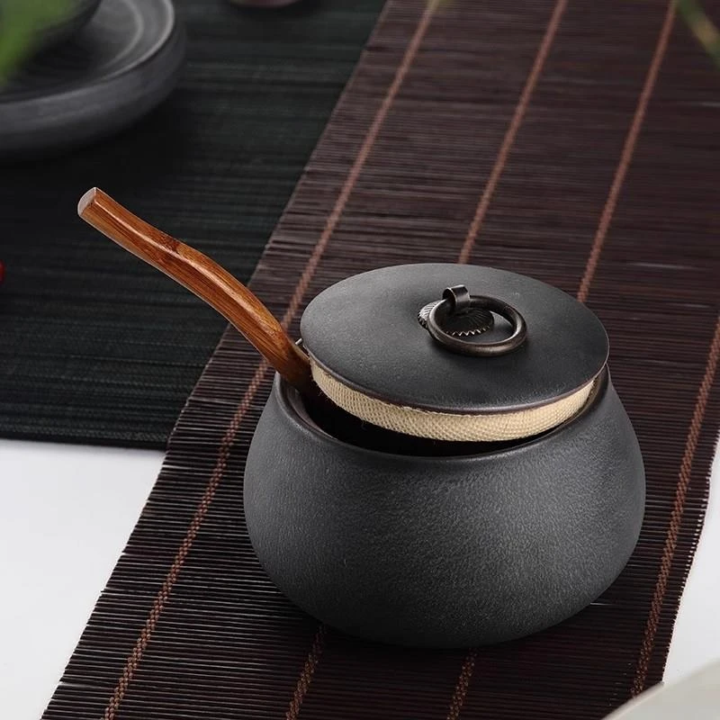 金属釉大小号茶叶罐茶仓粗陶茶具密封罐陶瓷红茶绿茶普洱存茶罐子