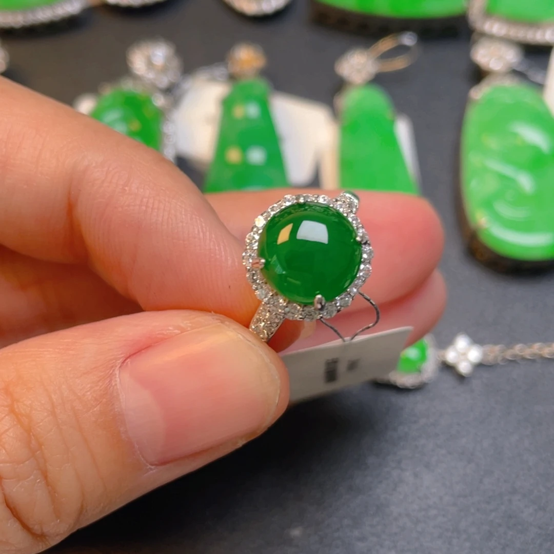 翡翠银S925镶嵌吊坠(不含链)戒指