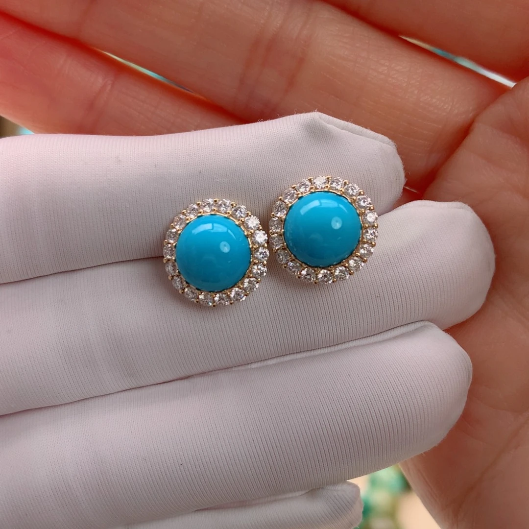 绿松石18K金镶嵌珠宝奇石