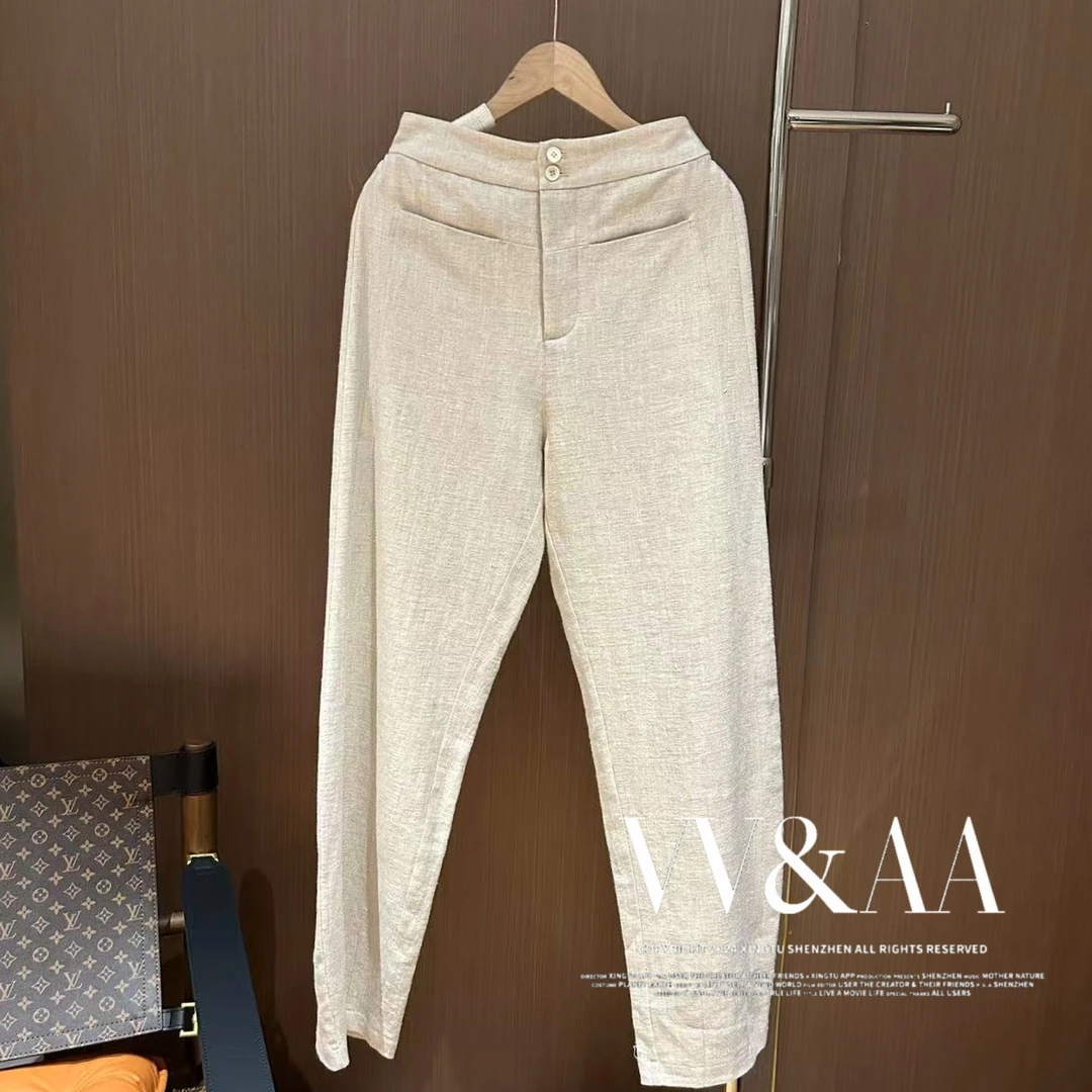 VV&AA 新款高腰显瘦直筒休闲裤 D6815