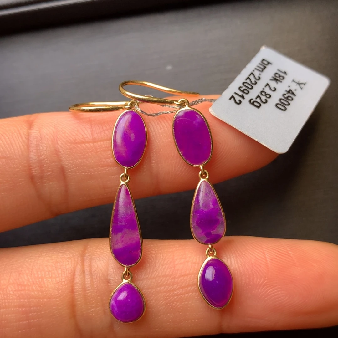 苏纪石（舒俱来）18K金镶嵌耳饰