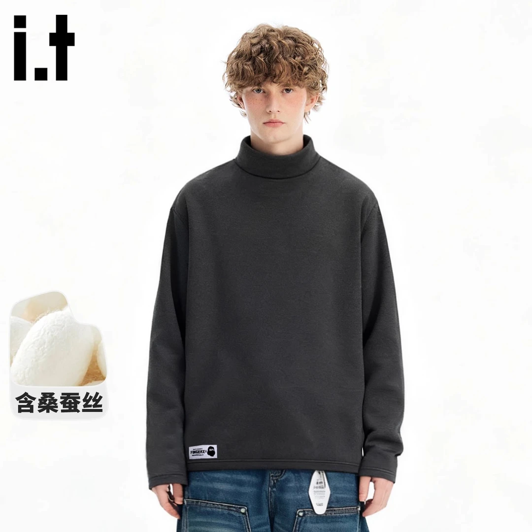 it FINGERCROXX长袖男T恤冬季新款亲肤舒适内搭可贴身保暖套头衫