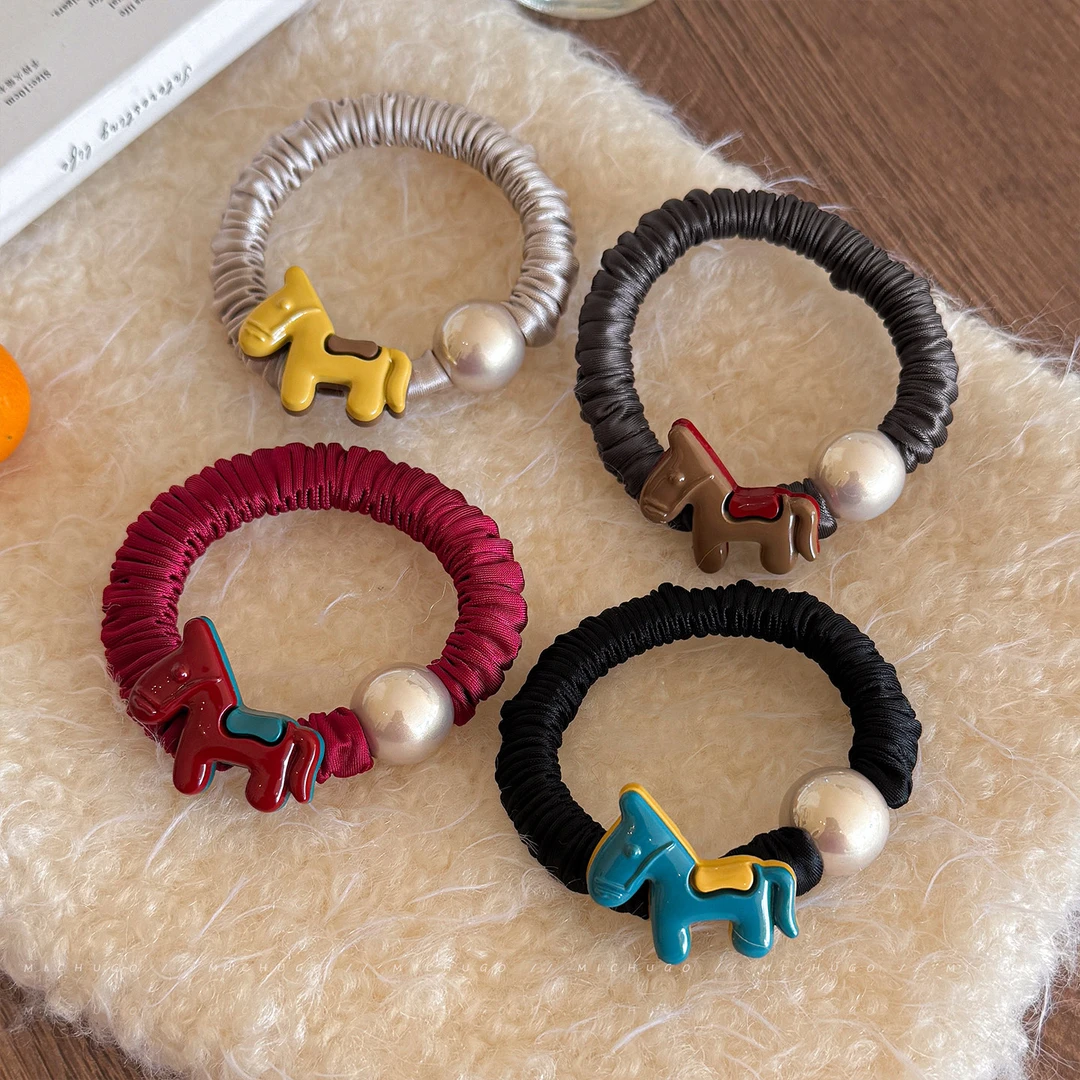 可爱小马新年发圈头绳女高弹力扎马尾皮筋2026新款不伤发儿童发饰